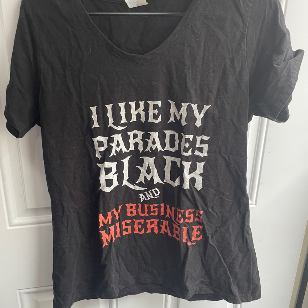 Emo t-shirt, “I like my parades black”, woman’s large